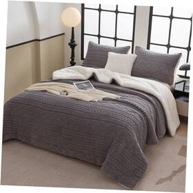 Bz004 Boyee Co Ltd. Reversible Sherpa Fluffy Comforter Queen Set Boho Tufted Bedding Down