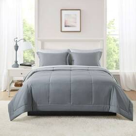 Ms9402263422-16 Branded Mainstays 7-piece Reversible Bed In A Bag Comforter Set With Sheets Gray Queen