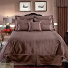 Braxton Veratex Queen Chocolate Comforter 4 Pc Bed Set Chenille Faux Silk New 736425483417