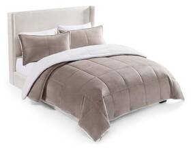 00435 Britannica Home Fashions Inc. Blissful Comforter Set With 2 Pillow Shams Reversible White King Brown