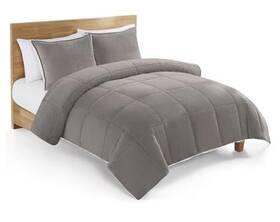 00517 Britannica Home Fashions Inc. Blissful Comforter Set With 2 Pillow Shams Reversible White Full/queen Grey