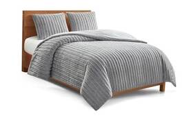 13081 Britannica Home Fashions Inc. Kenzie Comforter Set With 2 Pillow Shams Plush Faux Fur Full/queen Grey