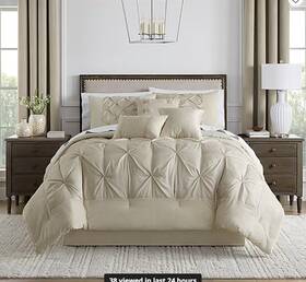 Broadhaven 198274836415 Cressida 7pc Size Full Embellished Embroidered Comforter Set Oatmeal