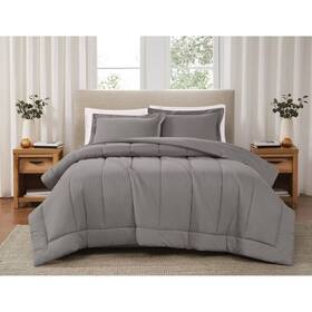 Brooklyn Loom 92868178 3pc Full/queen Percale Comforter Set Gray