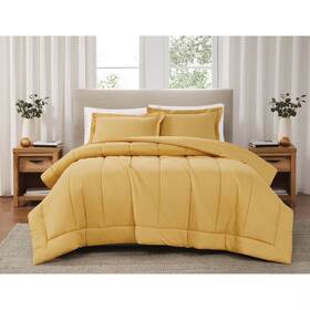 92868190 Brooklyn Loom 2pc Twin/twin Extra Long Percale Comforter Set Mustard Yellow