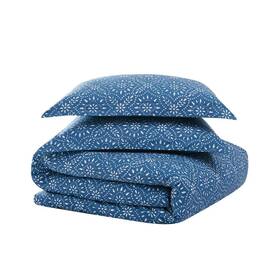 Cs3585kg-1500 Brooklyn Loom Katrine 3-piece Blue Cotton King Comforter Set