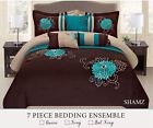Brown Turquoise Western Style 7pcs Embroidery Comforter Set Cal-king Free Ship 079200920081