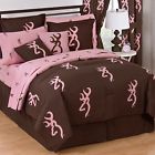 Browning Pink Buckmark Queen 8 Pc Bedding Set Two Valance Drape Sets 730733118245