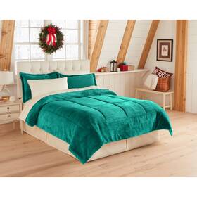 Brylanehome 196438266580 Bh Studio Microfleece Comforter - Queen Peacock