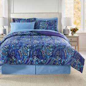 Brylanehome 196696888647 Bh Studio Reversible Comforter - Twin Navy Paisley