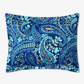 Brylanehome 196696888692 Bh Studio Reversible Pillow Sham - King Navy Paisley
