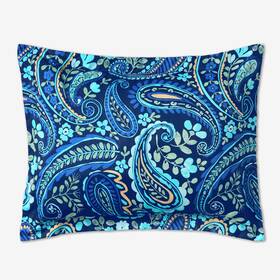 Brylanehome 196696888708 Bh Studio Reversible Pillow Sham - Standard Navy Paisley