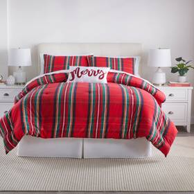 Brylanehome 197380910415 Yarn Dyed Flannel 4 Piece Comforter Set - Full/queen Red Plaid
