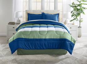 Brylanehome 199099031573 Bh Studio Reversible Comforter - Queen Navy Sage