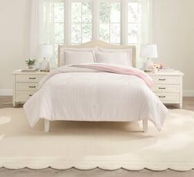 Brylanehome 199099606412 Mara Stripe Comforter Set - Full Blush Pink