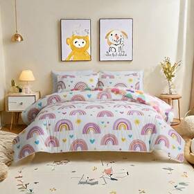 B0chf9vzkv Btargot Rainbow Comforter Set - 3-piece Lightweight Soft Kids Full Size