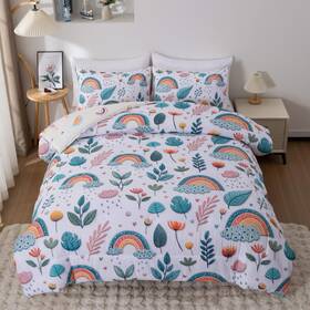 B0f8gv9tjz Btargot Lightweight Soft 3 Piece Rainbow Comforter Set With 2 Pillow Covers Car
