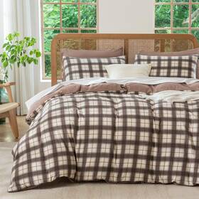 Bupird 796926913448 Buffalo Plaid Comforter Set King 3 Pieces Soft Cute Bedding Ligh
