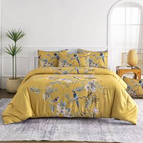 La0411-nhq Bupird Floral Comforters Queen Size Soft Cute Bedding 90 Inch X90 Birds-3d