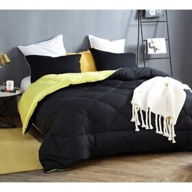 Byb Black Limelight Yellow Reversible Comforter Oversized Twin Xl