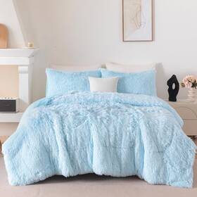 Myd013 Byhofmly Light Blue Fluffy Girls Comforter Set Twin 3pcs