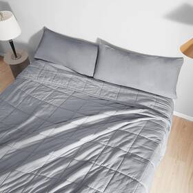 Byourbed 843249143813 Dark Sky Reserve - Bamboo Linen Comforter Portugal Made Distressed Gray