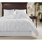 C82530 White Queen Size Comforter Set Piece Pintuck Bedding Decor Pillows