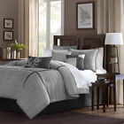 Cali King Queen Embroidered Gray Patchwork Bedding 7 Piece Comforter Set 717109893036