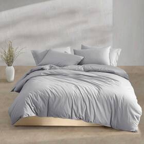 Calvin Klein 883893855397 Grey/blue Washed Percale Cotton 3 Piece Duvet Cover Set Us King