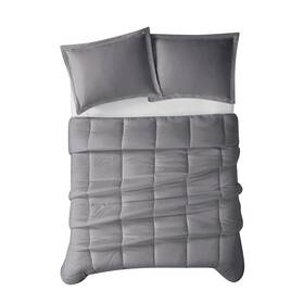 Cannon 783048143082 Heritage Solid 3 Piece Down Alternative Comforter Set Grey Twin