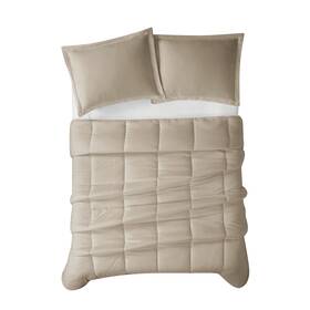 Cannon 783048143259 Heritage Solid 3 Piece Down Alternative Comforter Set Khaki King
