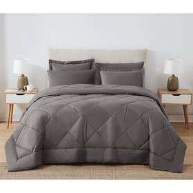 Cannon 783048246073 Solid Oversized Percale 3 Piece Comforter Set