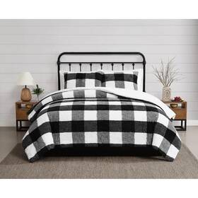 Cs6086bkkg-1700 Cannon Cozy Buffalo Check Polyester Black King 3 Piece Comforter Set