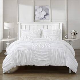 Casa 784857839517 Basketweave Duvet Cover Set Full Off White