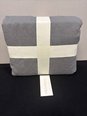 Casaluna 191908442556 Full/queen Linen Duvet And Sham Set Dark Gray