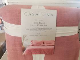 Casaluna 191908442983 Heavyweight Linen Blend Duvet Cover Set King - Rose