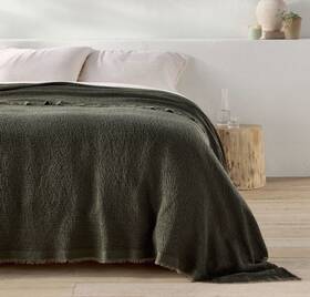 Casaluna 196761428525 Set Textured Waffle Queen Coverlet And 2 Standard Shams Olive Green - New