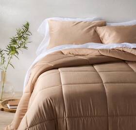 Casaluna 196761429027 King/california King Rayon From Bamboo Comforter Set Light Adobe Clay -
