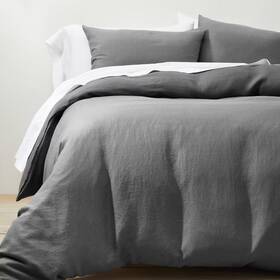 81120348 Casaluna Full/queen Hemp Duvet And Sham Set Dark Gray -