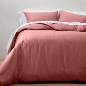 81120962 Casaluna King Linen Duvet And Sham Set Rose -