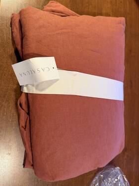 81120965 Casaluna King Linen Duvet And Sham Set Dark Clay -