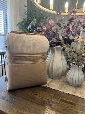 82253513 Casaluna Full/queen Textured Chambray Cotton Comforter And Sham Set Warm Brown -