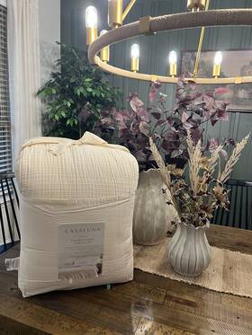 82253522 Casaluna King Textured Chambray Cotton Comforter And Sham Set Natural - New
