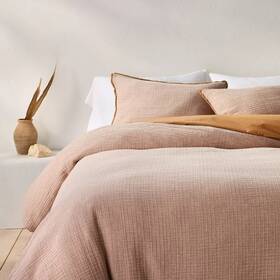 82253543 Casaluna Full/queen Textured Chambray Cotton Duvet And Sham Set Warm Brown -