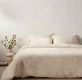 82253549 Casaluna Full/queen Textured Chambray Cotton Duvet And Sham Set Natural - New