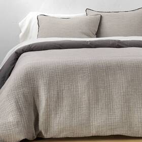82253551 Casaluna King Textured Chambray Cotton Duvet And Sham Set Dark Gray -