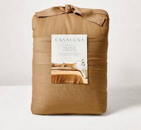 82347113 Casaluna New Full/queen Heavyweight Linen Blend Comforter And Sham Set Brown -