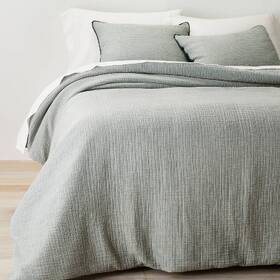 85261120 Casaluna King/california King Textured Chambray Cotton Comforter And Sham Set Dark Teal