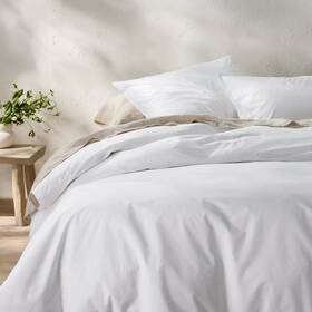 91235039 Casaluna King Cotton Percale Duvet Set White -