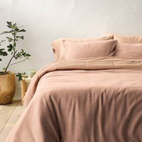 91235043 Casaluna Full/queen Heavyweight Linen Blend Comforter And Sham Set Light Adobe Clay